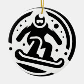 Freestyle Snowboarden Minimalistisch Schwarz/Weiß Keramik Ornament (Vorne)