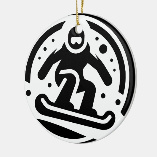 Freestyle Snowboarden Minimalistisch Schwarz/Weiß Keramik Ornament (Links)