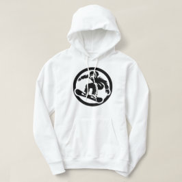 Freestyle Snowboarder Mid-Air Jump Black and White Hoodie