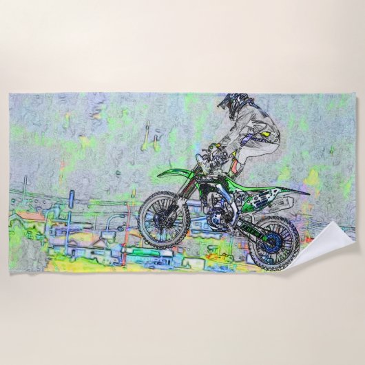 Freestyle Stuntman - Motocross Rider Beach Towel Strandtuch (Vorderseite)