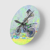 Freestyle Stuntman-Motocross Rider Runde Wanduhr (Winkel)