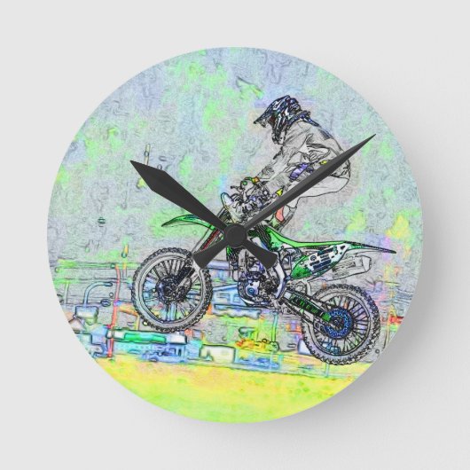 Freestyle Stuntman-Motocross Rider Runde Wanduhr (Vorderseite)