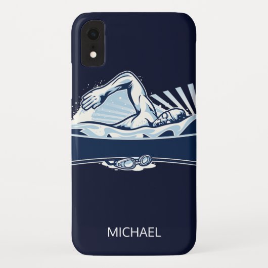 Freestyle Swimmer Personalisierter Name | Sport Case-Mate iPhone Hülle (Rückseite)