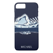 Freestyle Swimmer Personalisierter Name | Sport Case-Mate iPhone Hülle (Rückseite)