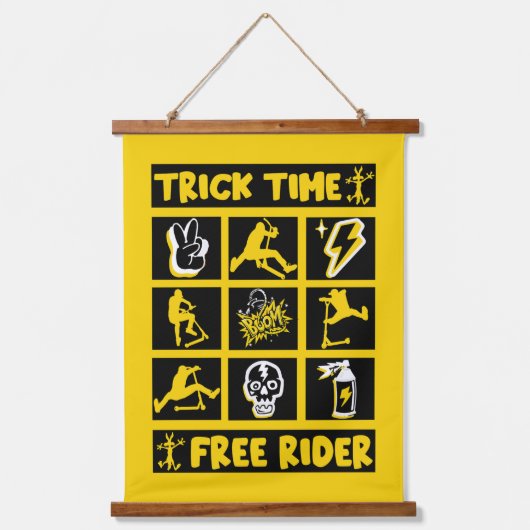 Freestyle Trick Scooter Wandteppich Mit Holzrahmen (Vorderseite)