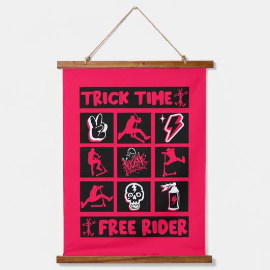 Freestyle Trick Scooter Wandteppich Mit Holzrahmen (Vorderseite)