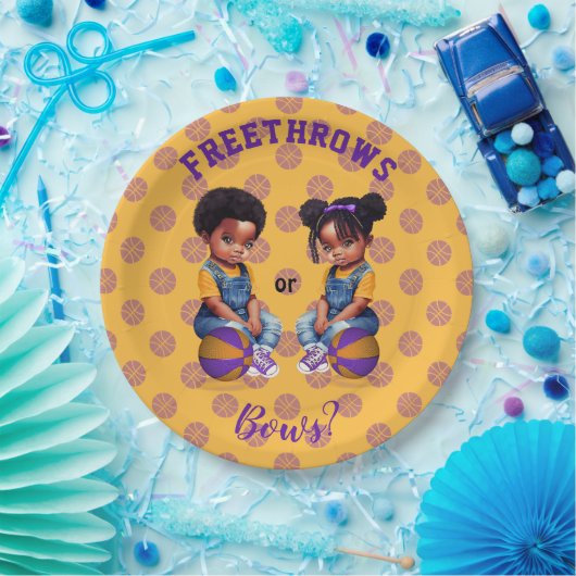 Freethrows oder Bows Lila Gold Basketball Boy Girl Pappteller (Party)