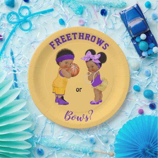 Freethrows oder Bows Lila Gold Basketball Boy Girl Pappteller (Party)