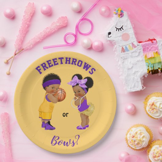Freethrows oder Bows Lila Gold Basketball Boy Girl Pappteller (Party)