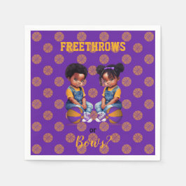 Freethrows oder Bows Lila Gold Basketball Boy Girl Serviette