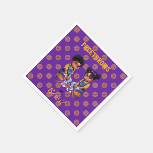Freethrows oder Bows Lila Gold Basketball Boy Girl Serviette (Ecke)
