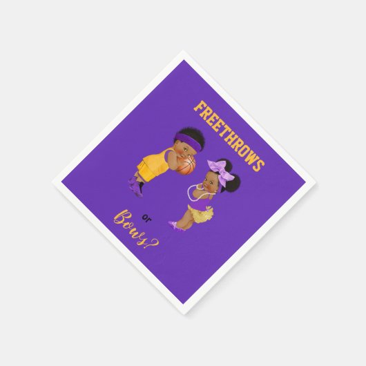 Freethrows oder Bows Lila Gold Basketball Boy Girl Serviette (Ecke)