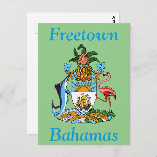 Freetown, Bahamas mit Wappen (Eleuthera) Postkarte (Vorne/Hinten)