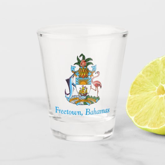 Freetown, Bahamas mit Wappen (Eleuthera) Schnapsglas (Vorderseite)