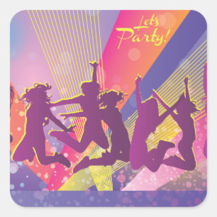 FreeVector-Club-Graphics.ai Menschen tanzen spring Quadratischer Aufkleber