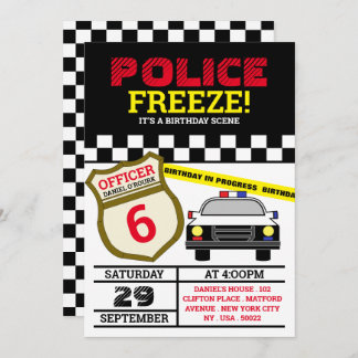 Freeze! Polizeibeamte Birthday Party Einladung
