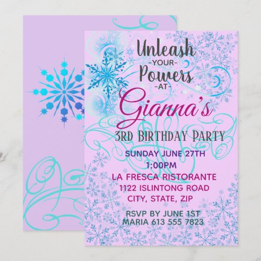 Freezing Snow Magic Invasion Einladung (Vorne/Hinten)