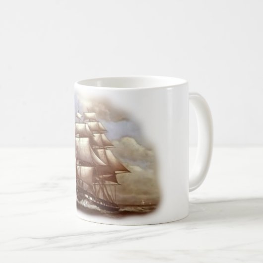 Fregatte"alter Ironsides" USS-Konstitution Kaffeetasse (VorderseiteRechts)