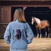 Frei Bleibe Wildtier Pferdekopf Jeansjacke
