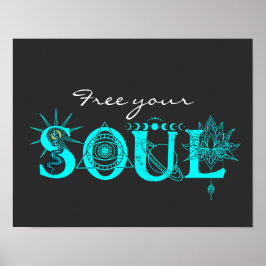 Frei dein Soul inspirierende Kunst Stars Lotus Poster