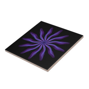 Frei fließende Blumen-Präge-Kunst in violetten Blä Fliese