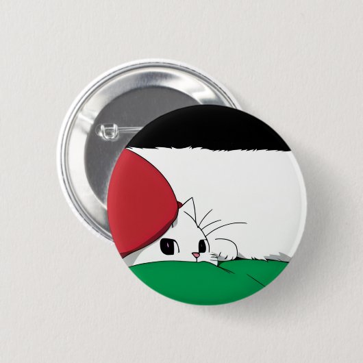 FREI FÜR PALÄSTINA Flaggenkatze Button (Vorne & Hinten)