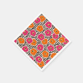 Frei gehaltene Blume Muster Hot Pink und Orange Serviette (Ecke)