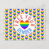 Frei Ihr Geschlecht, Regenbogenherz Postkarte (Vorderseite)