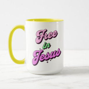 Frei in Jesus Retro Stil Inspiration Tasse