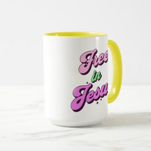 Frei in Jesus Retro Stil Inspiration Tasse (VorderseiteRechts)