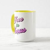 Frei in Jesus Retro Stil Inspiration Tasse (Vorderseite Links)