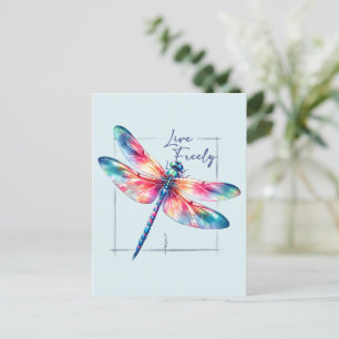 Frei leben - Künstlerische Libelle Postkarte