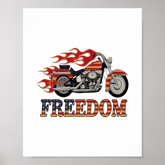 Frei-Motorrad-Flammen Poster (Vorne)