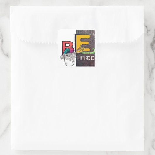 frei quadratischer aufkleber (Tasche)