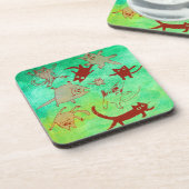 frei schwebendes Kätzchen Getränkeuntersetzer (Linke Seite)