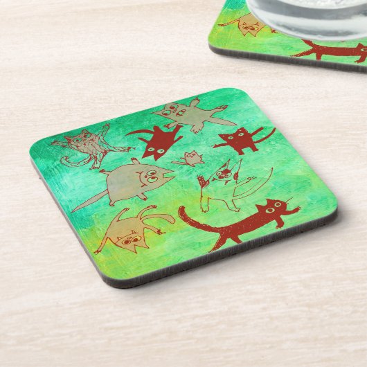 frei schwebendes Kätzchen Getränkeuntersetzer (Linke Seite)