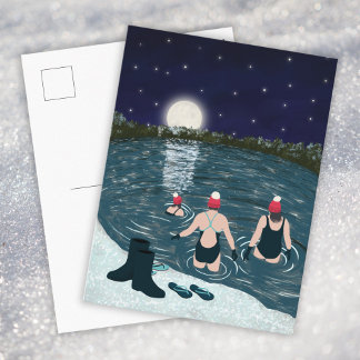Frei schwimmen in einem See mit Weihnachten im Sch