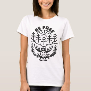 Frei sein - Minimalistischer Wald und Elche Kontur T-Shirt