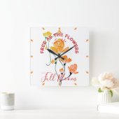 Frei wie die Blume Gelbe Orange Ginkgo Blätter Quadratische Wanduhr (Zuhause)