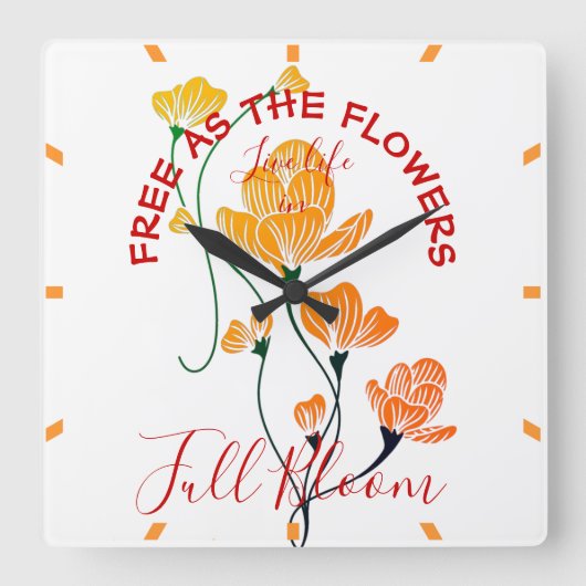 Frei wie die Blume Gelbe Orange Ginkgo Blätter Quadratische Wanduhr (Vorderseite)