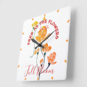 Frei wie die Blume Gelbe Orange Ginkgo Blätter Quadratische Wanduhr (Winkel)