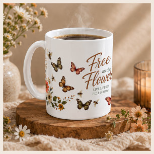 Frei wie die Blumen Grafik Boho Kaffeetasse