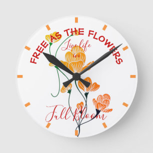 Frei wie die gelben orangen Ginkoblätter Runde Wanduhr