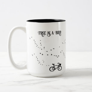 Frei wie ein Vogel Radfahren Leben Schwarz-Weiß-Ku Zweifarbige Tasse
