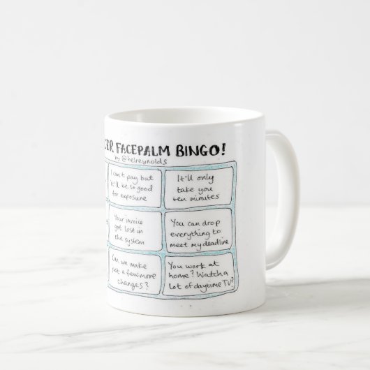 Freiberufler Facepalm Bingo Kaffeetasse (VorderseiteRechts)