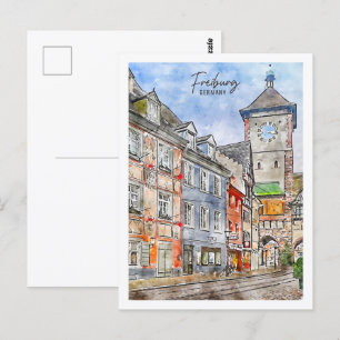 Freiburg Deutschland Reiseort Aquarell Postkarte