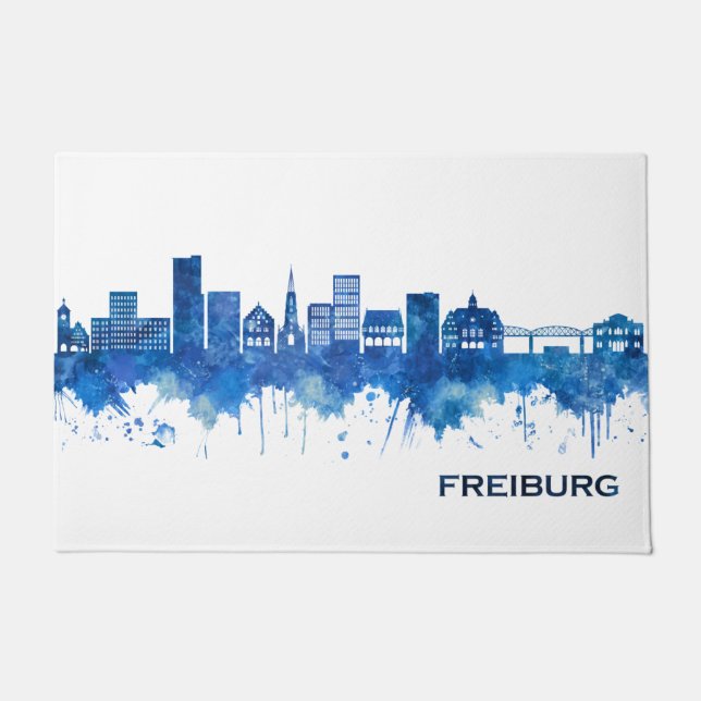 Freiburg Deutschland Skyline Blue Fußmatte (Vorderseite)