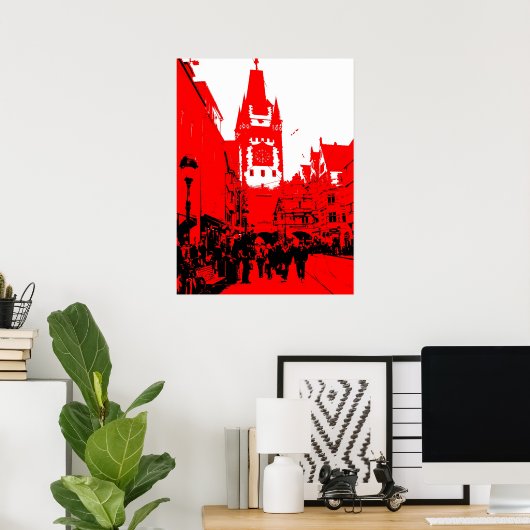 Freiburg Martinstor rot Poster (Heimbüro)