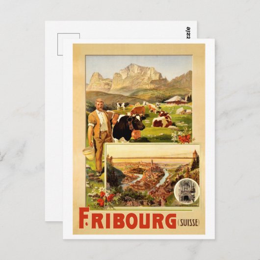 Freiburg, Stadt und Umgebung, Schweiz Postkarte (Vorne/Hinten)
