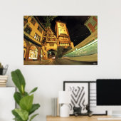 Freiburger Schwabentor bei Nacht Poster (Heimbüro)